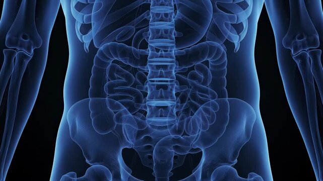 3d lumbar spine pain animation with highlighted intervertebral disc lower back anatomy medical visualization 4k video