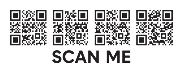 Fototapeta premium Quick response code collection with bold scan me typography for mobile link and digital commerce.