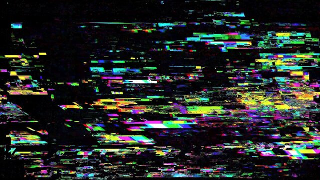 Abstract digital glitch art, dynamic visual with colorful noise and distortion, tv screen error concept.