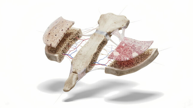 Anatomical Cross-Section Of A Bone Showing Marrow Blood Vessels And Cartilage