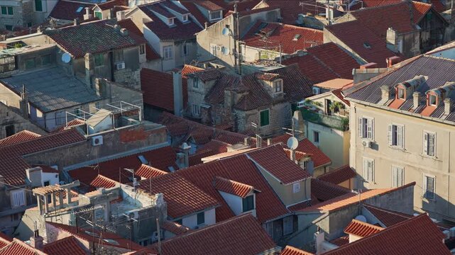 Aerial view of the historic old town in Split.