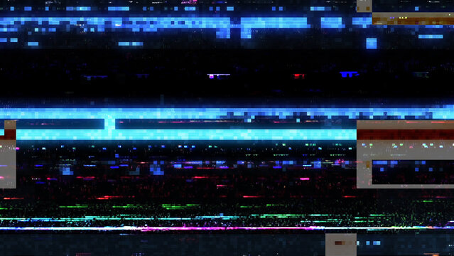 Glitch tv static noise background, motion tv static noise, bad tv signal, black screen, error static.