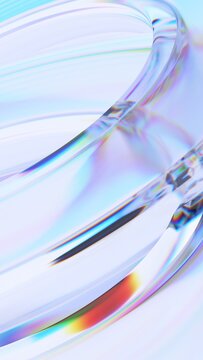 Abstract clean glass shape, vertical 3d render