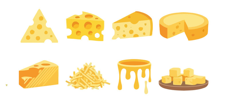 Various types of cheese and cheese products are displayed on a plate.