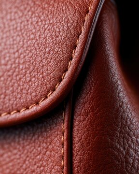 Close-up leather handbag texture with elegant stitching details