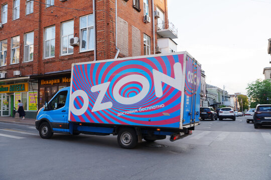 2026.06.19, Russia. Ozon marketplace branded delivery truck on a street