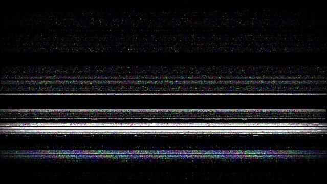 Vintage tv noise screen with high density rainbow static and flickering scan lines for retro media overlay aesthetic.