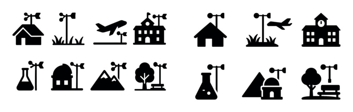 Weather icons with house plane anemometer minimal