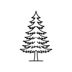 Obraz premium Black line drawing of pine tree.
