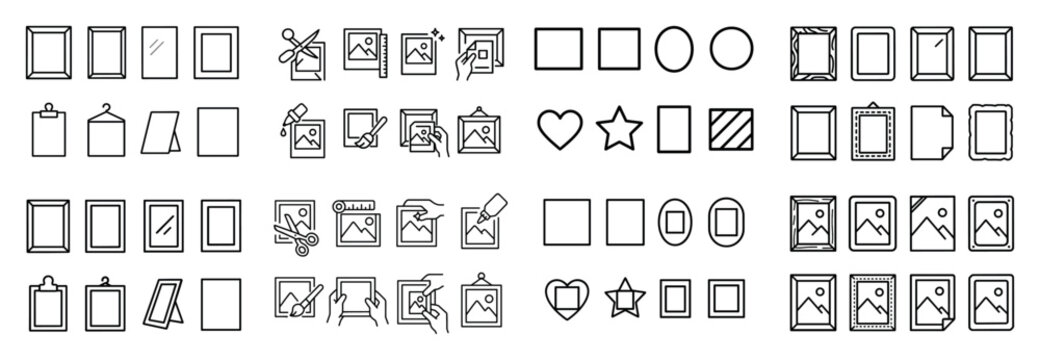 Photo icons with frame image edit outline