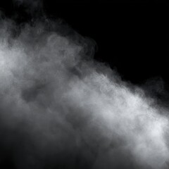 Fototapeta premium Grainy monochrome steam drifting across black background, atmospheric texture