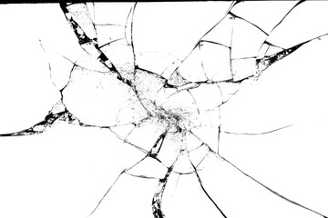 transparent png cracked shattered glass broken texture overlay isolated damage effect gray pattern fracture shard debris splinter sharp detail crack impact glasses fractured destruction © OLEKSII