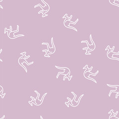 Obraz premium kangaroo animal in zoo vector line seamless pattern kangaroo animal in zoo sign illustration