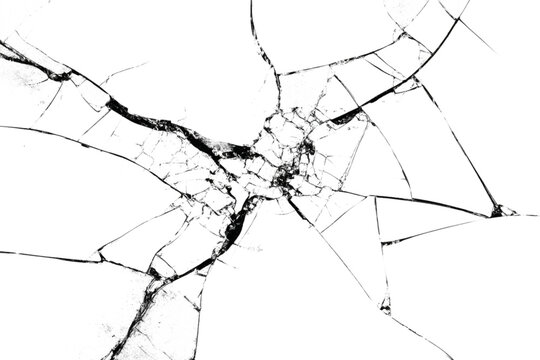 Transparent png of realistic broken blue cracked glass texture with shattered fracture and damage overlay isolated on transparent background for design effect crack pattern impact glasses fractured