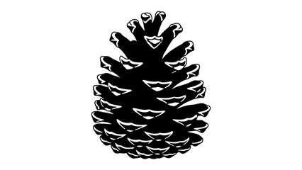Pine Cone Silhouette: A stark black silhouette of a pine cone stands out against a white background, symbolizing nature's intricate design and the essence of coniferous trees. © Mdalamgir