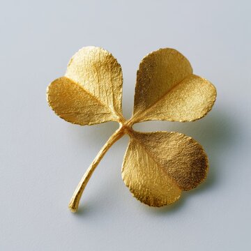 Golden four-leaf clover symbolizing luck and prosperity