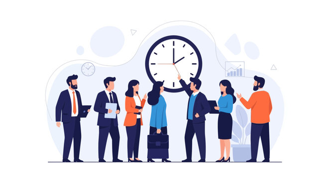 Business Team Monitoring Time and Deadline, Concept of Project Management and Punctuality