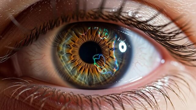 Macro Close-Up of a Human Eye with Detailed Iris and Eyelashes.