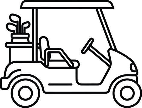 Golf Cart with Clubs Isolated on White