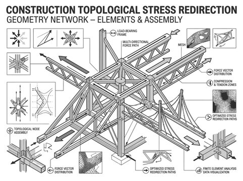 Topological stress redirection geometry network construction diagram
