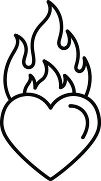Flaming Heart on White Background