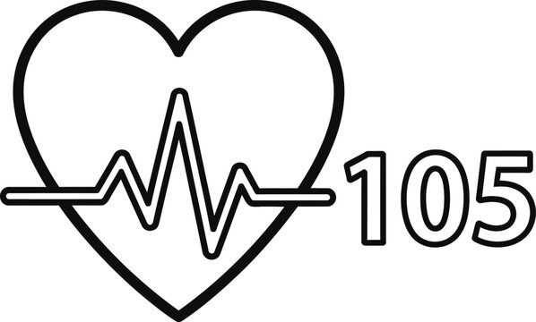 Heart Rate 105 BPM Medical Icon