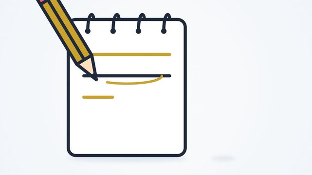Minimal animated pencil writing on a blank spiral notebook 4k