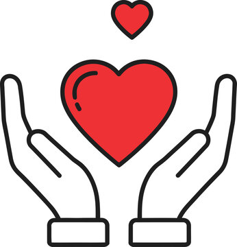 Red Heart in Hands with Small Heart Above