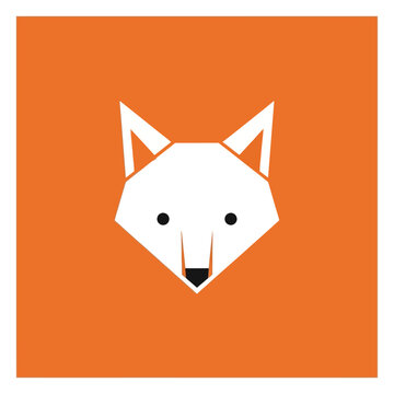 Geometric White Fox Head Minimalist Design.