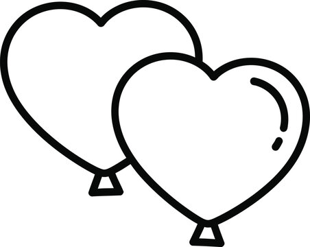 Heart Balloons Floating on White Background