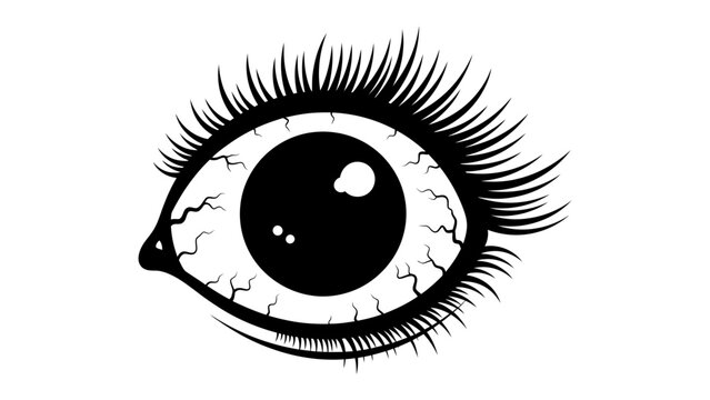 Red Eye Symbol: A graphic illustration of a bloodshot eye, symbolizing fatigue, strain, or illness, with prominent red veins across the eyeball and long, dark eyelashes.