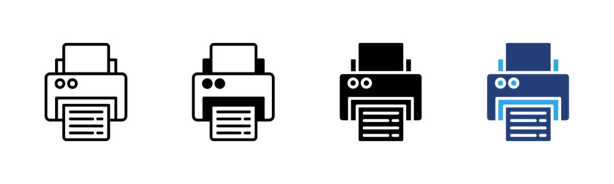 Printer Machine icon set multiple style collection