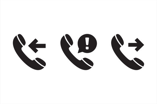 Black Telephone Vector Icons for Contact Center, Hotline Service, Call Direction and Communication Design