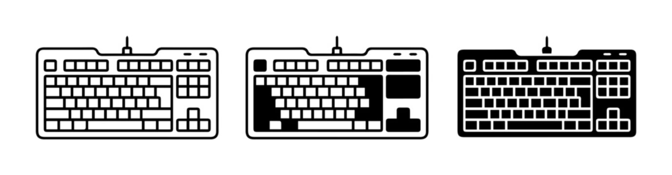 Computer Keyboard Icons, Input Device Set, Technology Symbols, Digital Communication Graphics