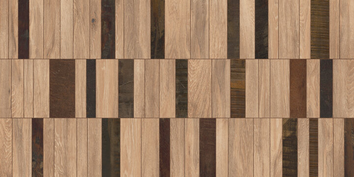 Rustic wood paneling texture, decorative wooden wall cladding with vertical slats, natural timber background with dark and light brown accents