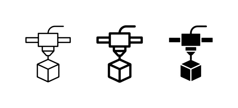 3D Printer Icons, Additive Manufacturing Technology, Digital Fabrication Symbols