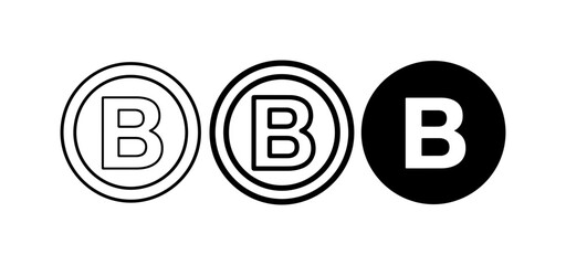 Letter B Icons, Circular Logo Designs, Monogram B Symbols, Black and White Graphics © Nilufa