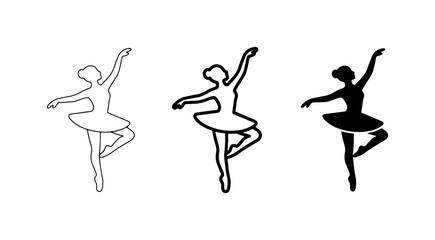 Ballet Dancer Silhouettes, Elegant Female Performers in Graceful Poses, Vector Art for Dance and Performance Themes © Nilufa