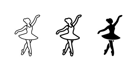 Ballet Dancer Icons, Elegant Silhouette and Outline Poses, Vector Art for Performance and Grace © Nilufa
