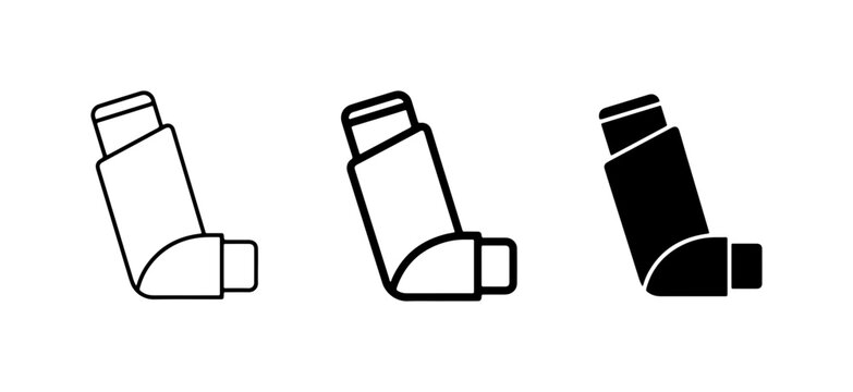 Asthma Inhaler Icons, Medical Device Vector Graphics, Respiratory Health Symbol