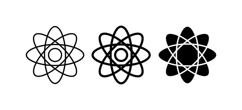 Atom Icons, Science Symbols, Atomic Structure Graphics, Molecular Models, Research Icons