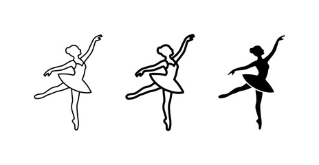 Ballet Dancer Silhouettes, Elegant Pose Vector Icons, Classical Dance Performance Art © sogir