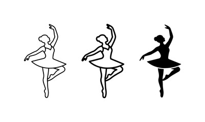 Ballet Dancer Silhouettes, Elegant Female Figures in Motion, Classic Dance Poses Vector Set © sogir
