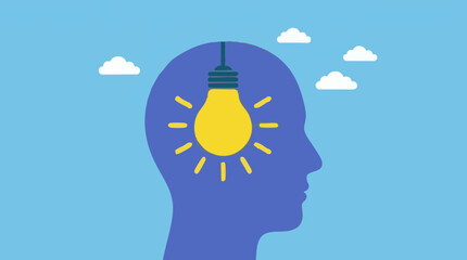 Mind, idea and creativity concept with glowing lightbulb in head © Aesthetica