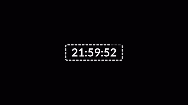 One day countdown timer animation in one minute, 24 hours countdown timer in 60 seconds on a transparent background, Countdown timer in 4k.