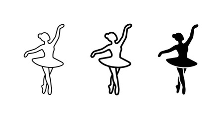 Ballet Dancer Silhouettes, Elegant Poses Vector Icons, Graceful Female Figure Art © Shahida