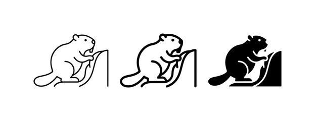 Obraz premium Beaver Icon Set, Rodent Vector Graphics, Wildlife Silhouette, Animal Symbol Collection