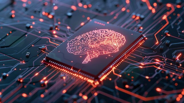 Brain chip on circuit board graphic
