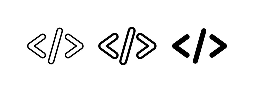 Code Brackets Icons, Programming Symbols, Web Development Tags, Digital Technology Elements