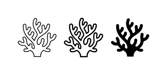 Fototapeta premium Coral Icons, Marine Life Vector Graphics, Underwater Plant Symbols, Ocean Flora Illustrations